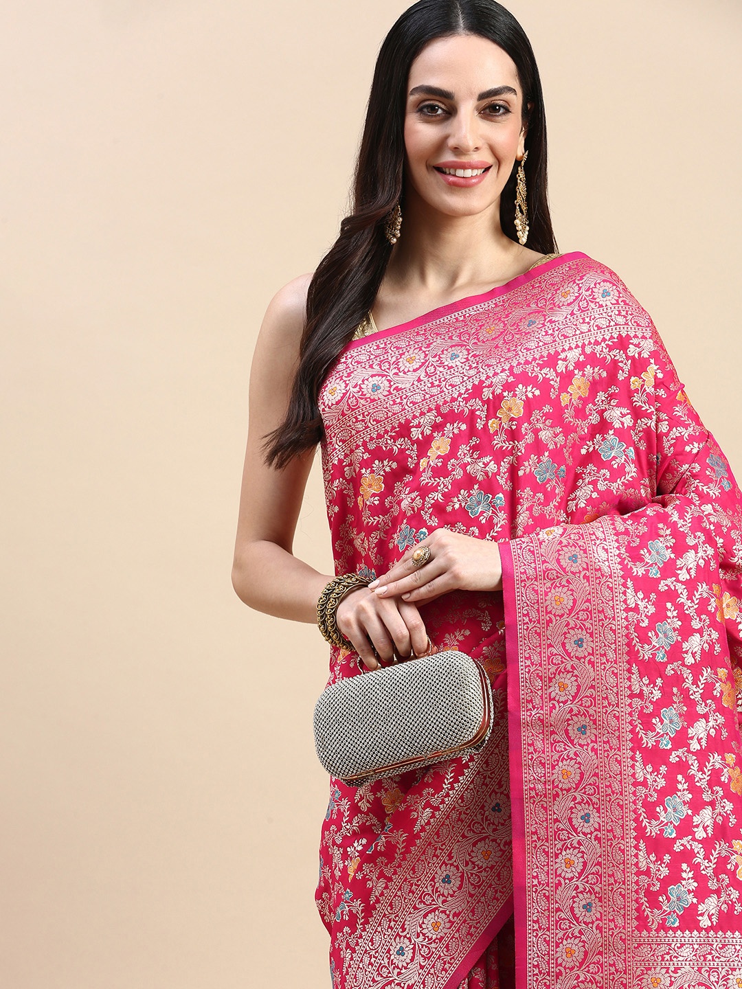 

MOHEY Floral Saree, Pink