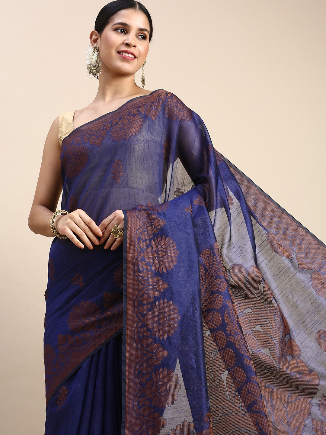 

MOHEY Woven Design Saree, Blue