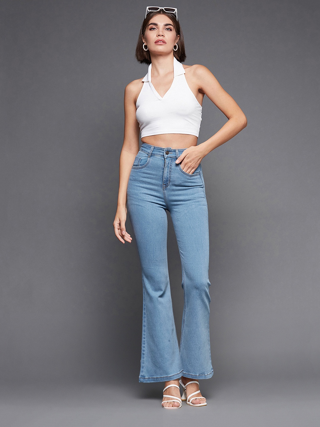 

Miss Chase Women Bootcut High-Rise Stretchable Jeans, Blue