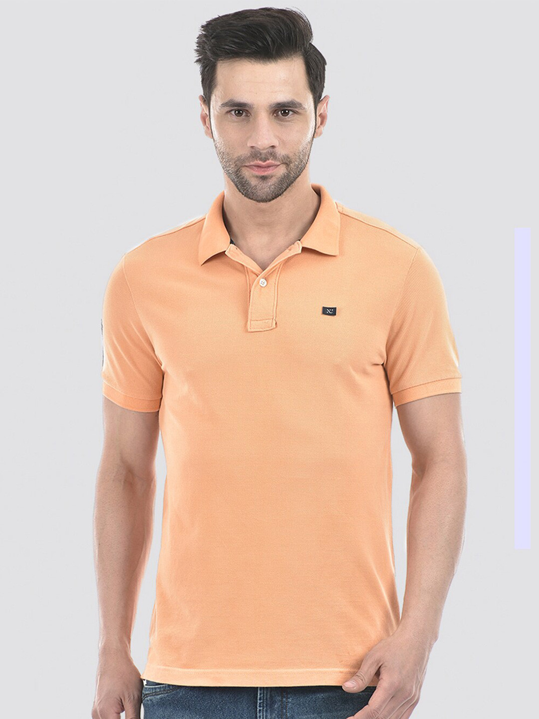 

Numero Uno Polo Collar Short Sleeves Cotton T-shirt, Peach