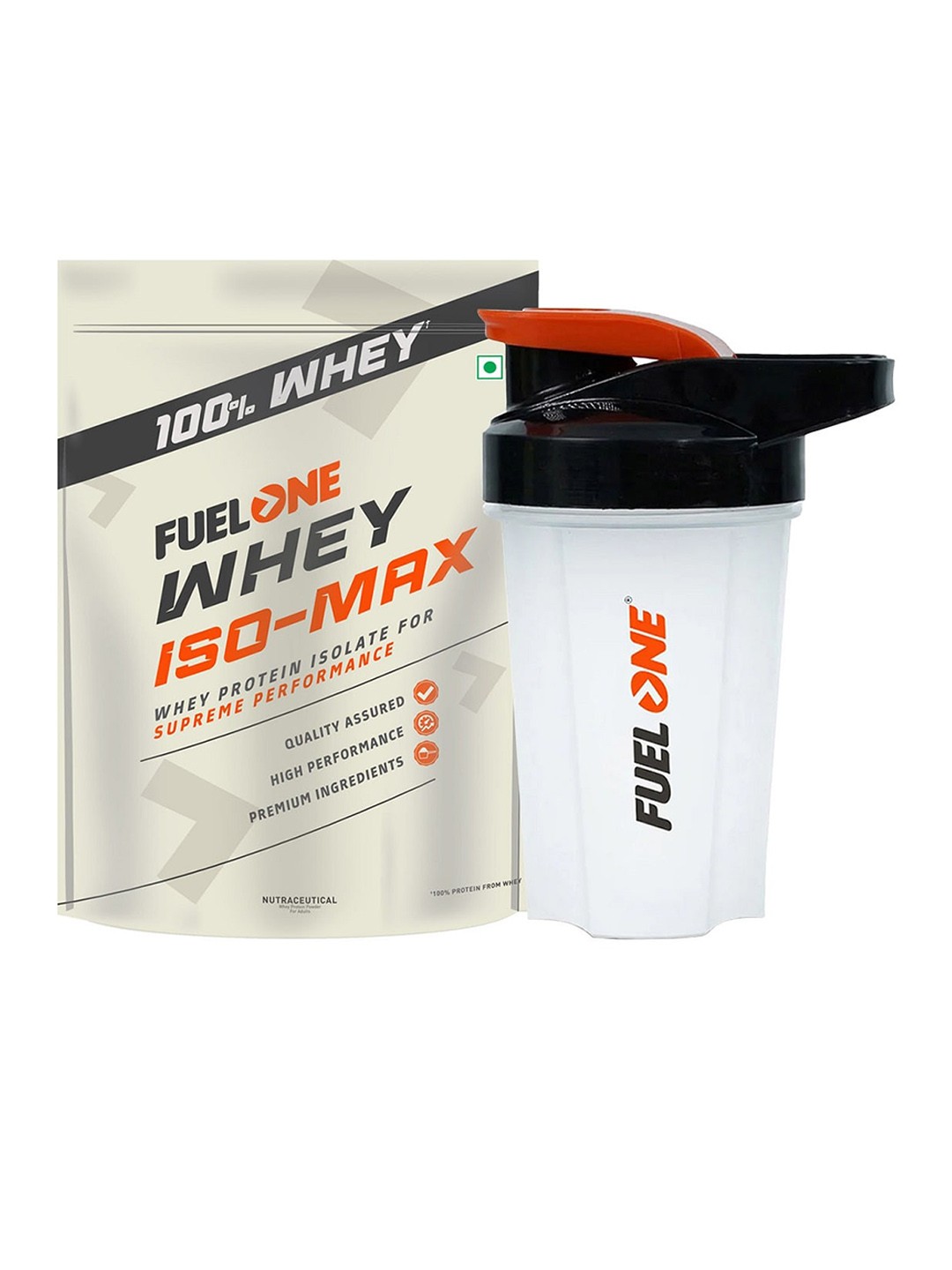 

FUEL ONE Whey Iso-Max Unflavored Whey Protein With Shaker- 1.1Kg, Black