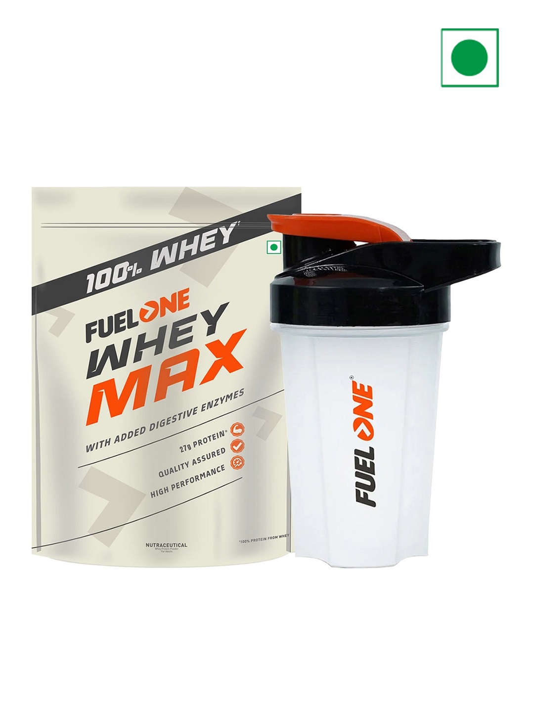 

FUEL ONE Whey Protein Max Pouch Pack-1.1Kg With Fuel One Shaker 500 ml, Yellow