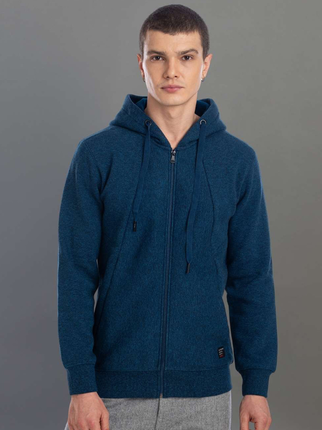 

AXMANN Hooded Fleece Front-Open Sweatshirt, Blue