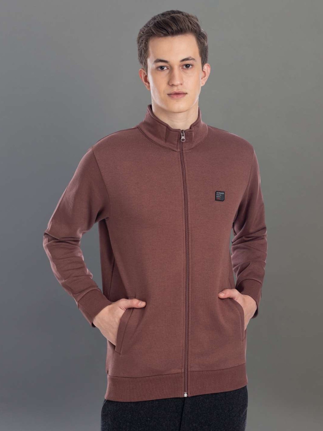 

AXMANN Mock Collar Sweatshirt, Brown