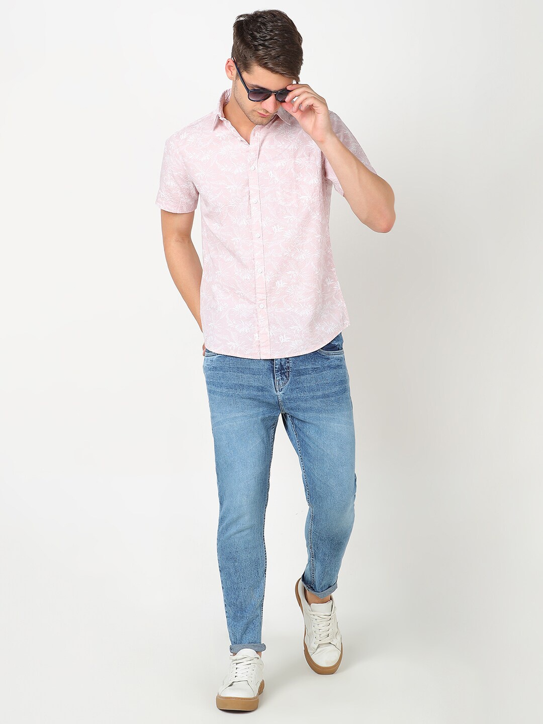 

R&B Spread Collar Casual Shirt, Pink