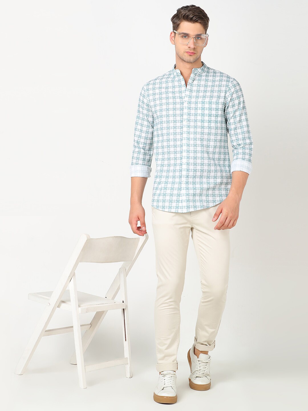 

R&B Grid Tattersall Checked Casual Shirt, Green