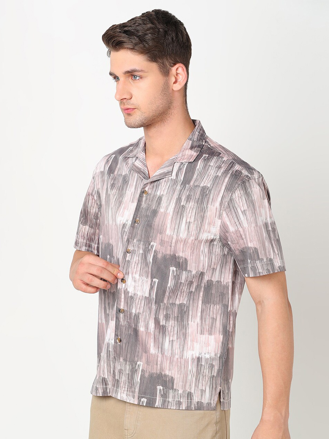 

R&B Abstract Printed Casual Shirt, Grey