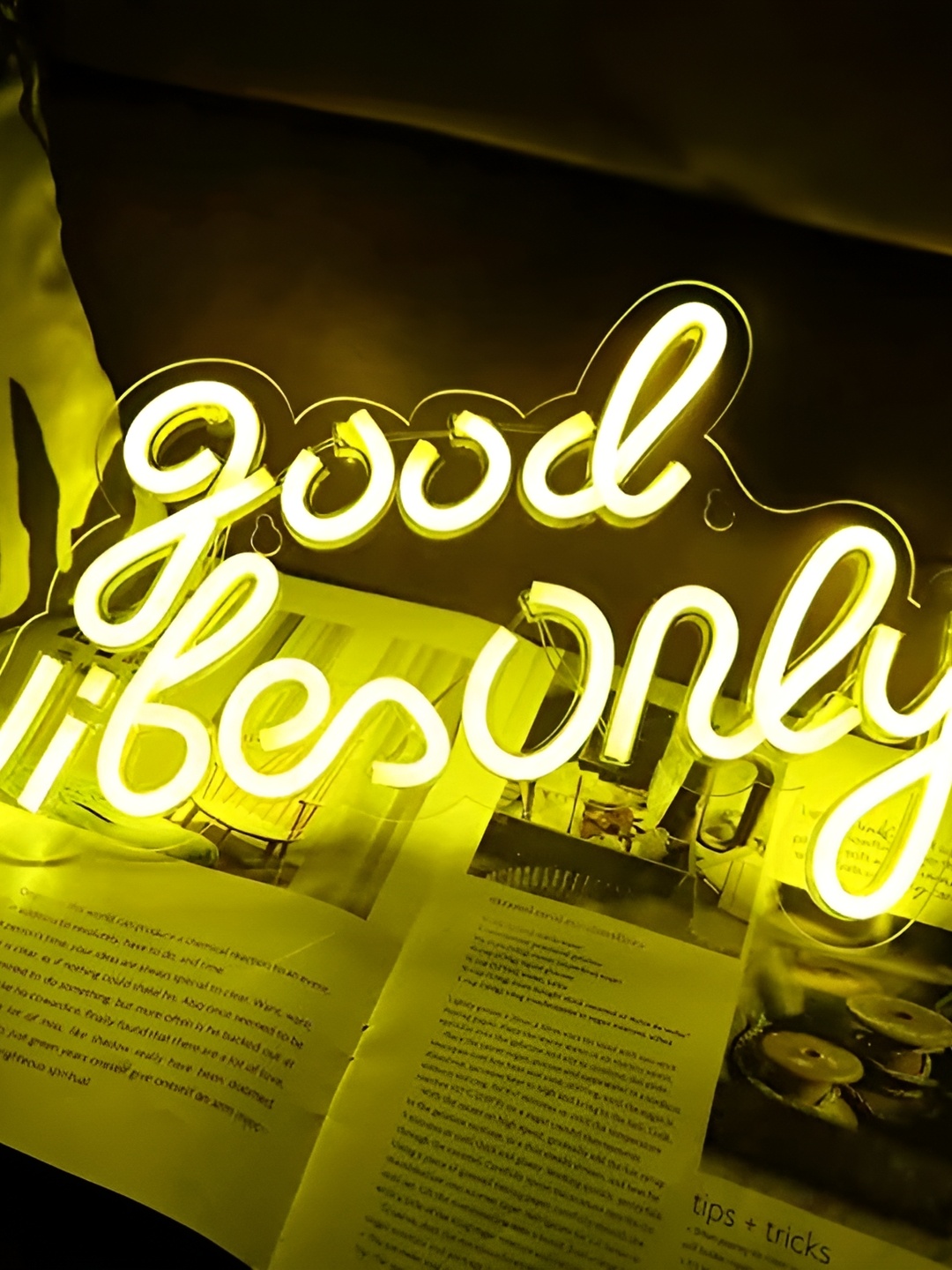 

Neon signs india Yellow Good Vibes LED Neon Light