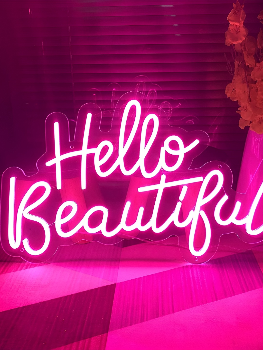 

Neon signs india Pink & White Hello Beautiful Rice Shape LED String Lights