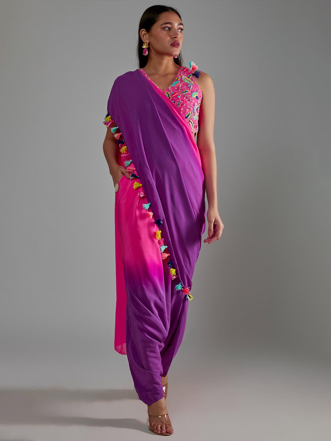 

Payal Singhal Dyed Embroidered Pant Saree, Purple