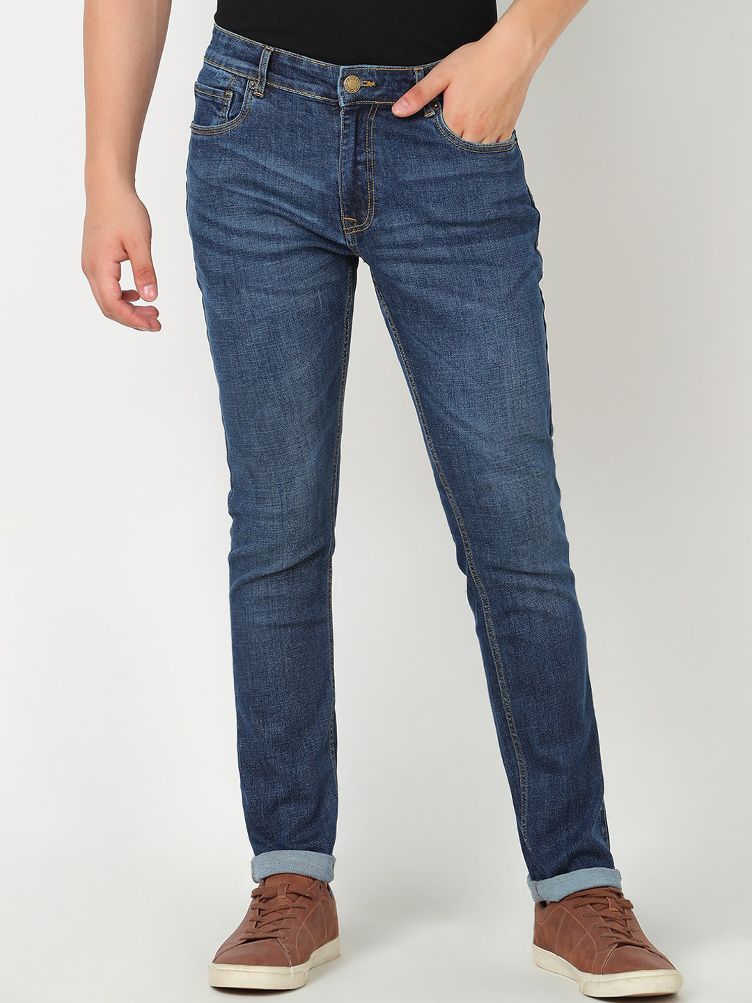 

R&B Men Mid-Rise Light Fade Jeans, Blue