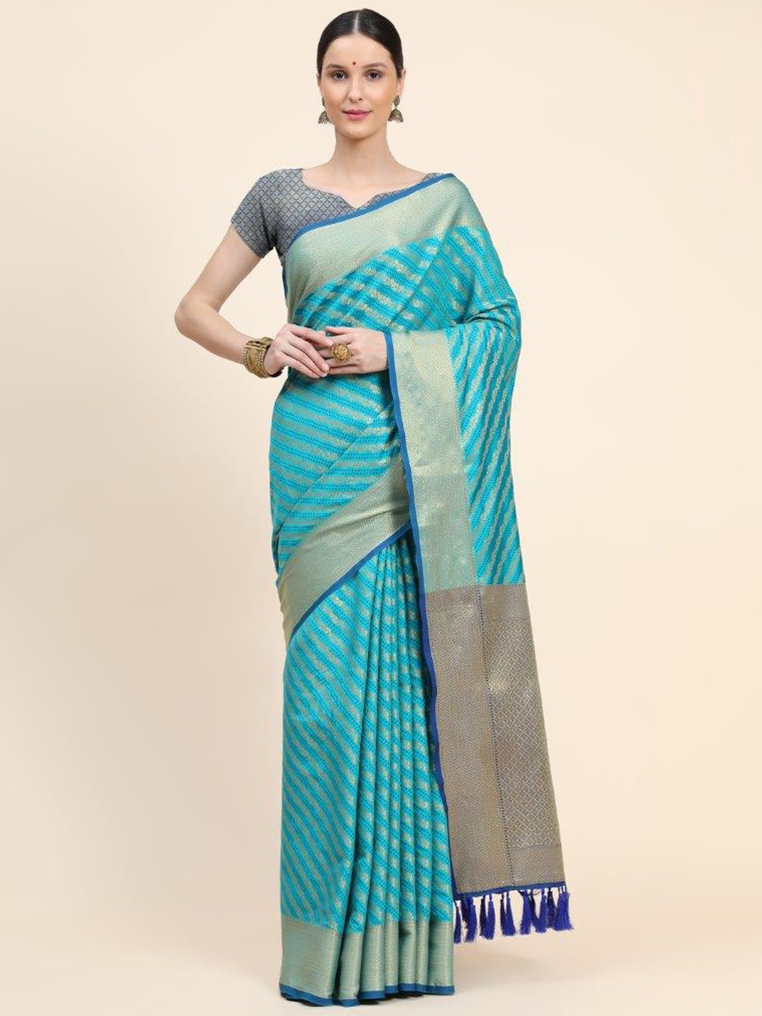 SGF11 Woven Design Heavy Zari Work Kanjeevaram Patola Silk Saree, Blue