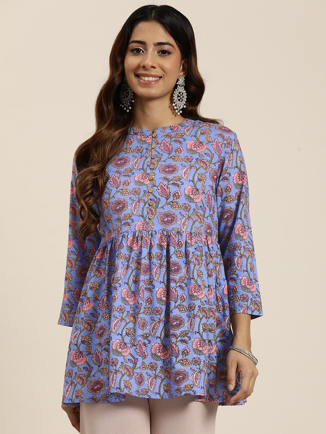 

HERE&NOW Floral Printed Kurti, Purple