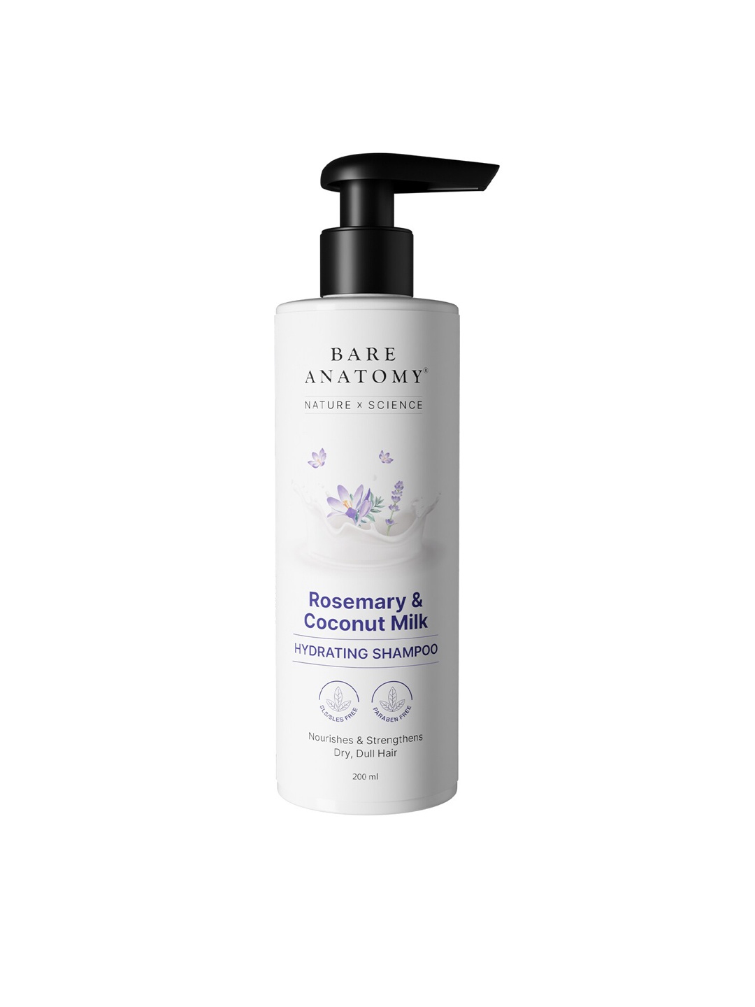 

Bare Anatomy Rosemary & Coconut Milk Hydrating Shampoo - 200 ml, White