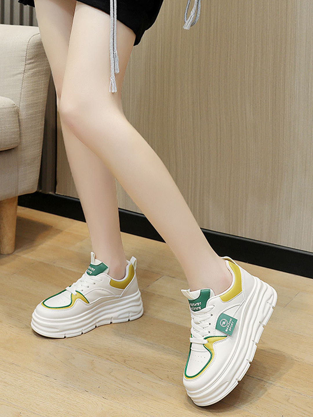 

LULU & SKY Women Round Toe Trainers Sneakers, Green