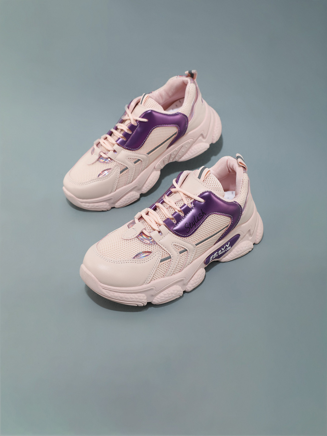

LULU & SKY Women Colourblocked Lace Up Sneakers, Pink