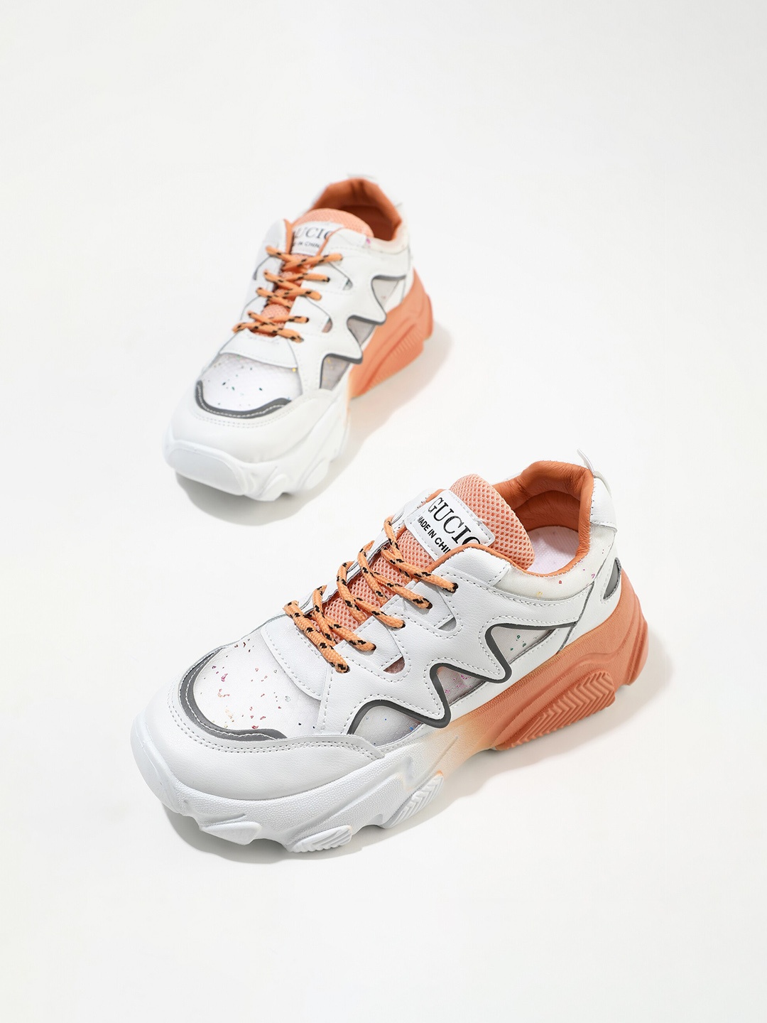 

LULU & SKY Women Round Toe Trainers Sneakers, Orange