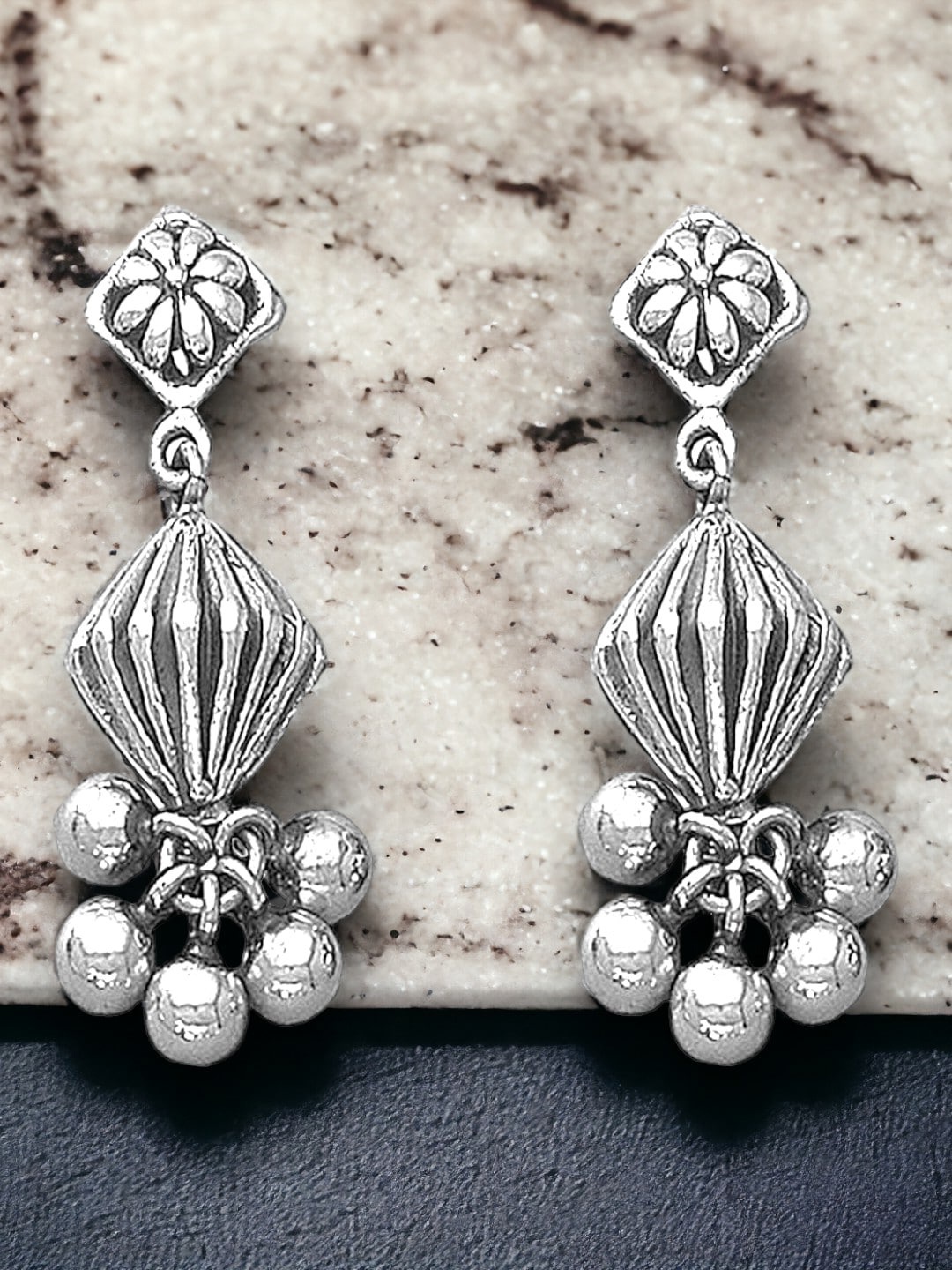 

Taraash 92.5 Sterling Silver Cubic Zirconia Studded Classic Drop Earrings, White