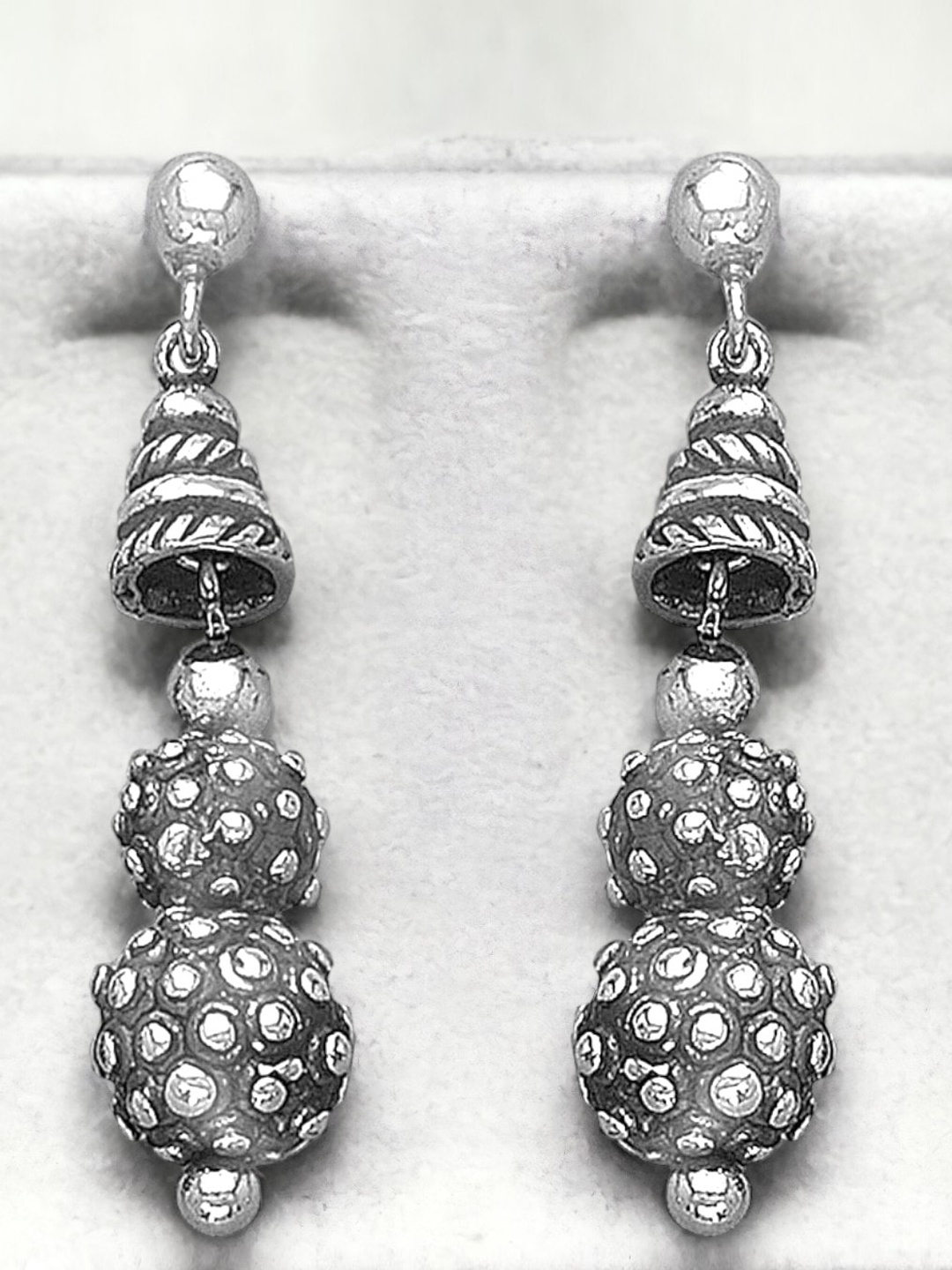 

Taraash 925 Sterling Silver Cubic Zirconia Studded Classic Oxidised Drop Earrings