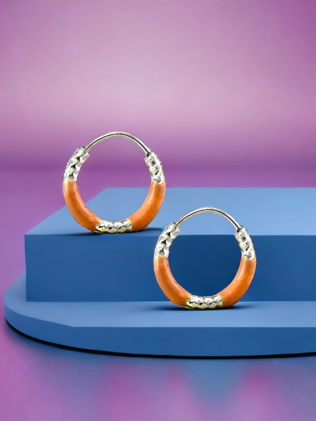 

Taraash Girls 925 Sterling Silver Enamelled Circular Hoop Earrings