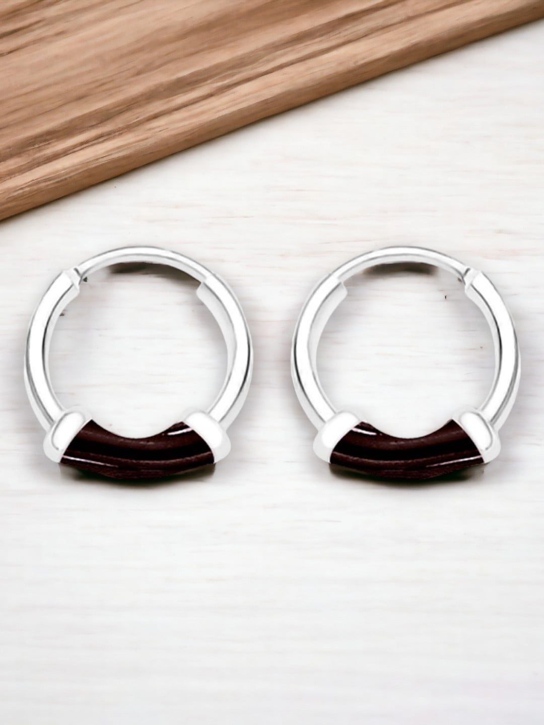 

Taraash 925 Sterling Silver Circular Enamelled Hoop Earrings