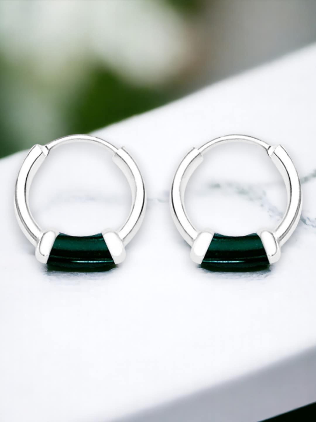 

Taraash 925 Sterling Silver Circular Enamelled Hoop Earrings