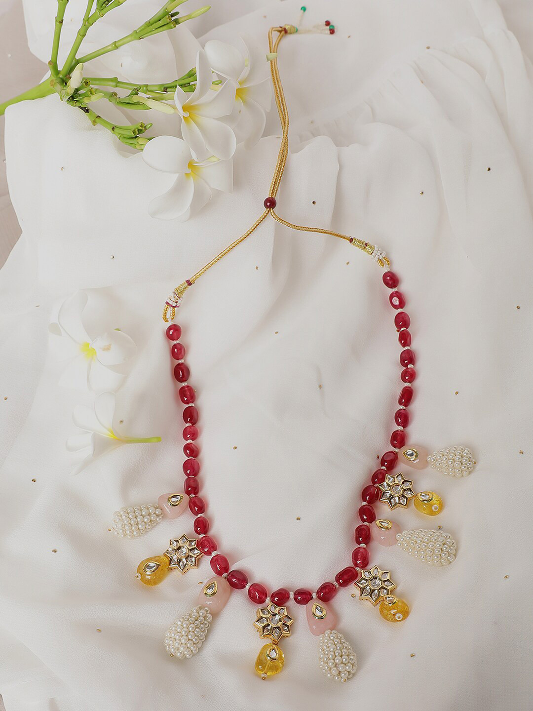 

XAGO Brass Gold-Plated Pearls & Kundan Studded Necklace