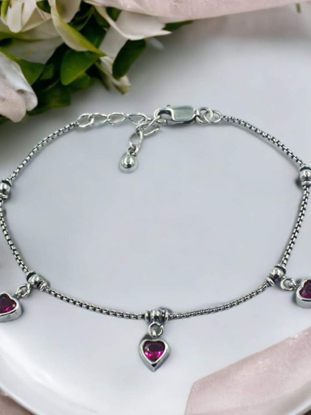 

Taraash 925 Sterling Silver Cubic Zirconia Charm Bracelet