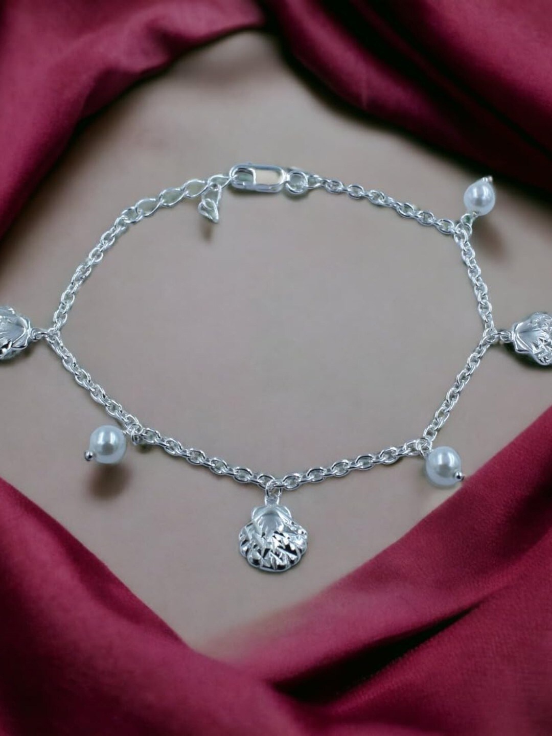 

Taraash 925 Sterling Silver Artificial Beads Charm Bracelet