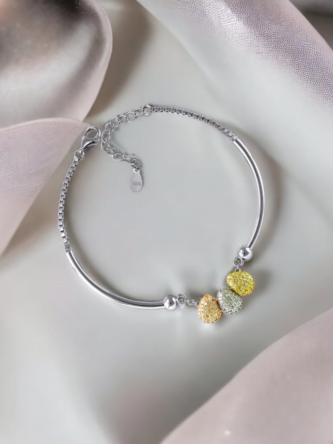 

Taraash 925 Sterling Silver Cubic Zirconia Link Bracelet