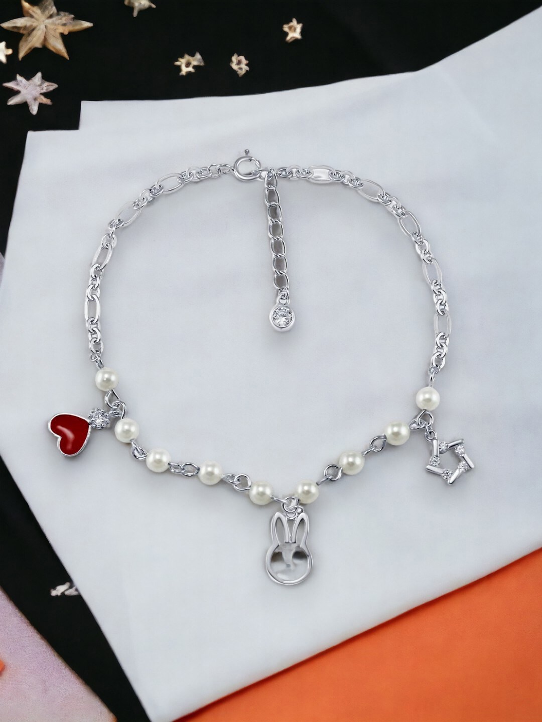 

Taraash 925 Sterling Silver Artificial Beads Charm Bracelet
