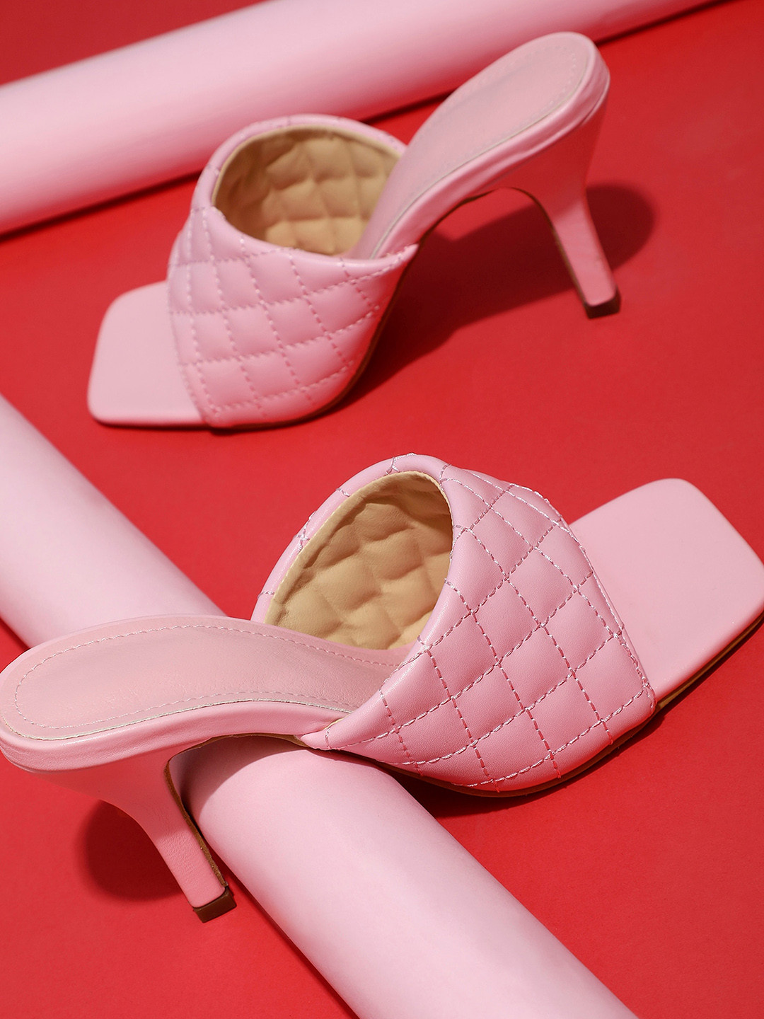 

LULU & SKY LOVE & SHADES OF PASTEL Textured Stiletto Heels, Pink