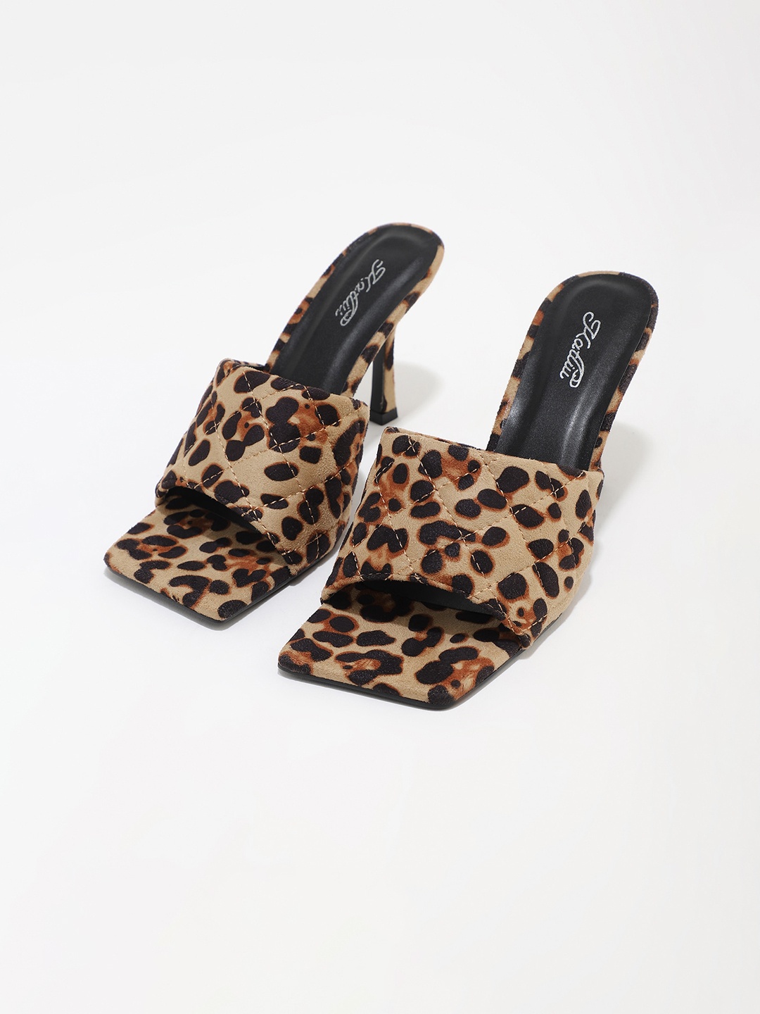 

LULU & SKY Printed Open Toe Stiletto Heels, Brown