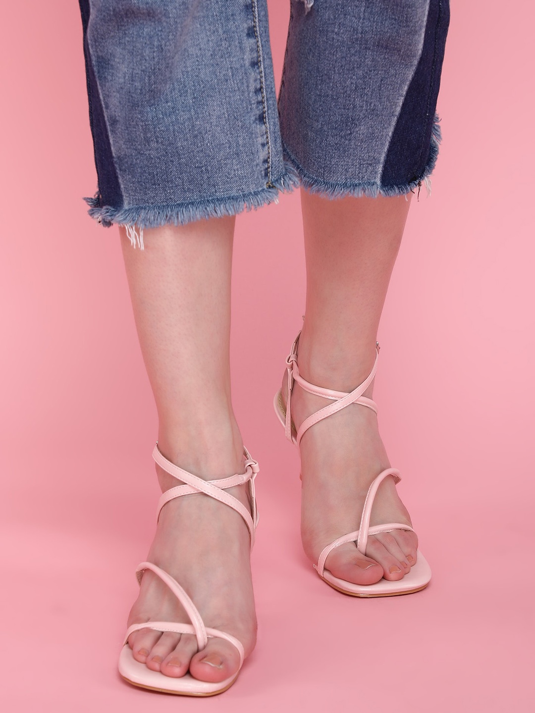 

LULU & SKY Open Toe Slim Heels, Pink