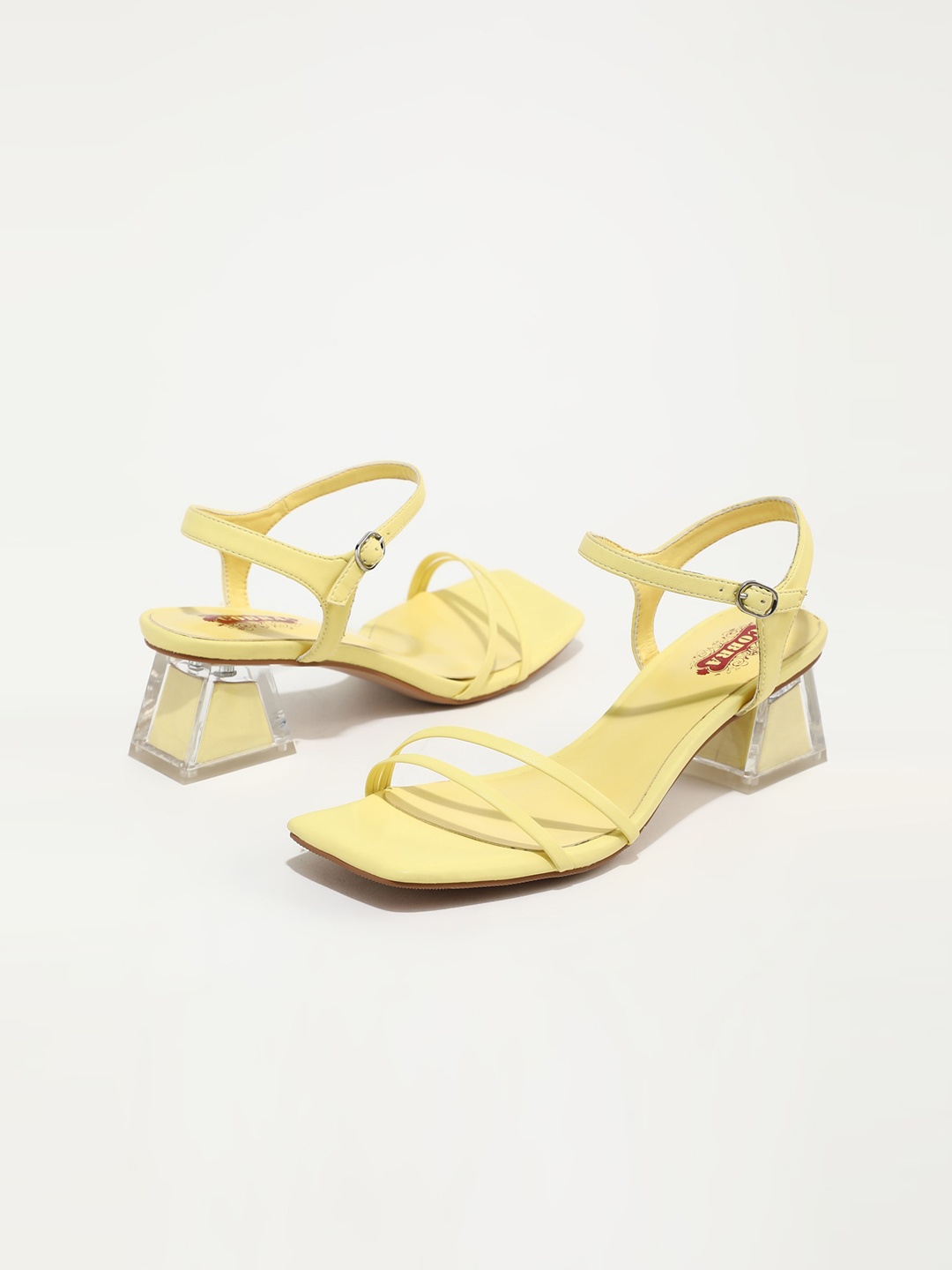 

LULU & SKY Open Toe Block Heels, Yellow