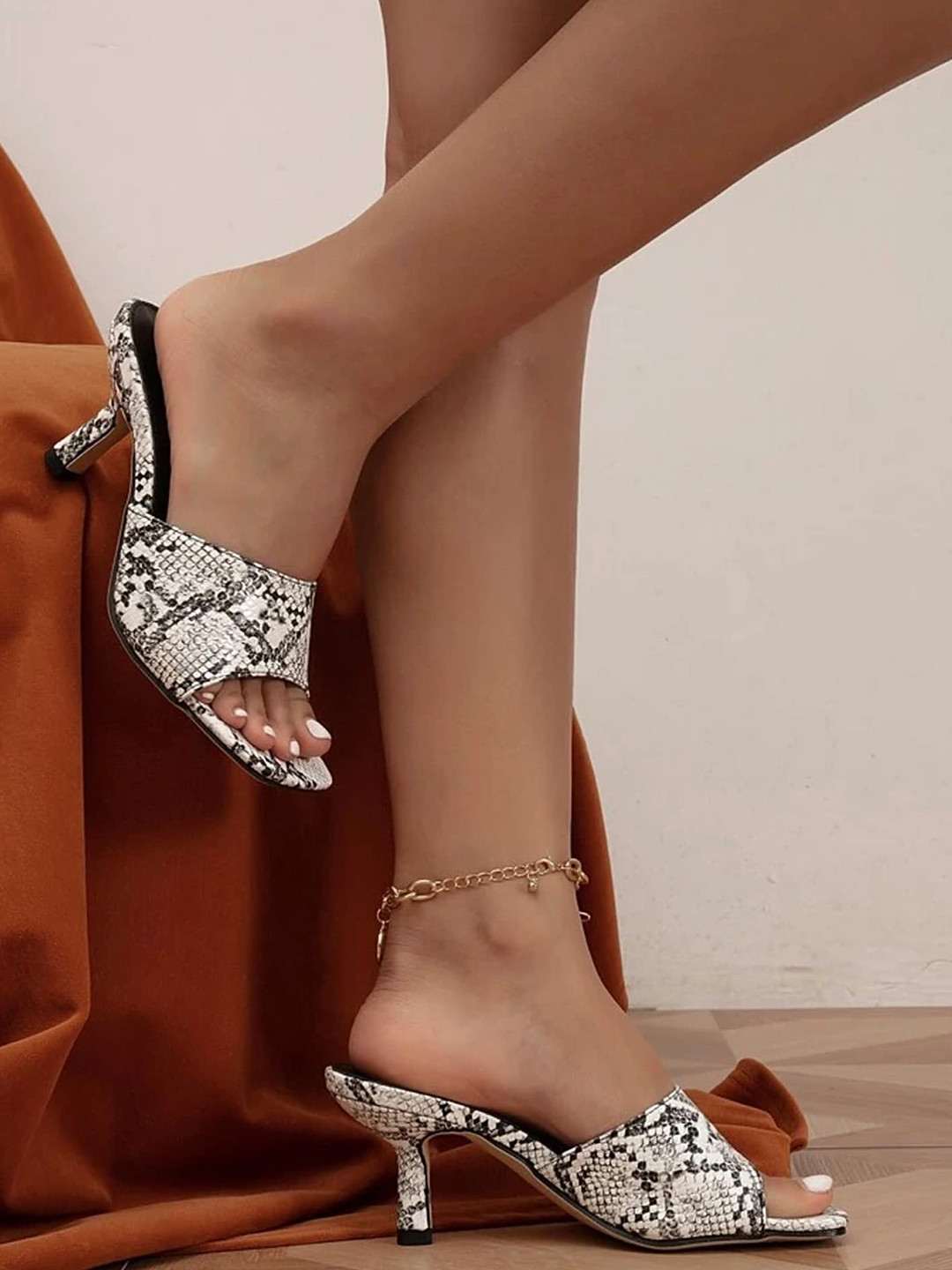 

LULU & SKY Printed Open Toe Heels, Brown