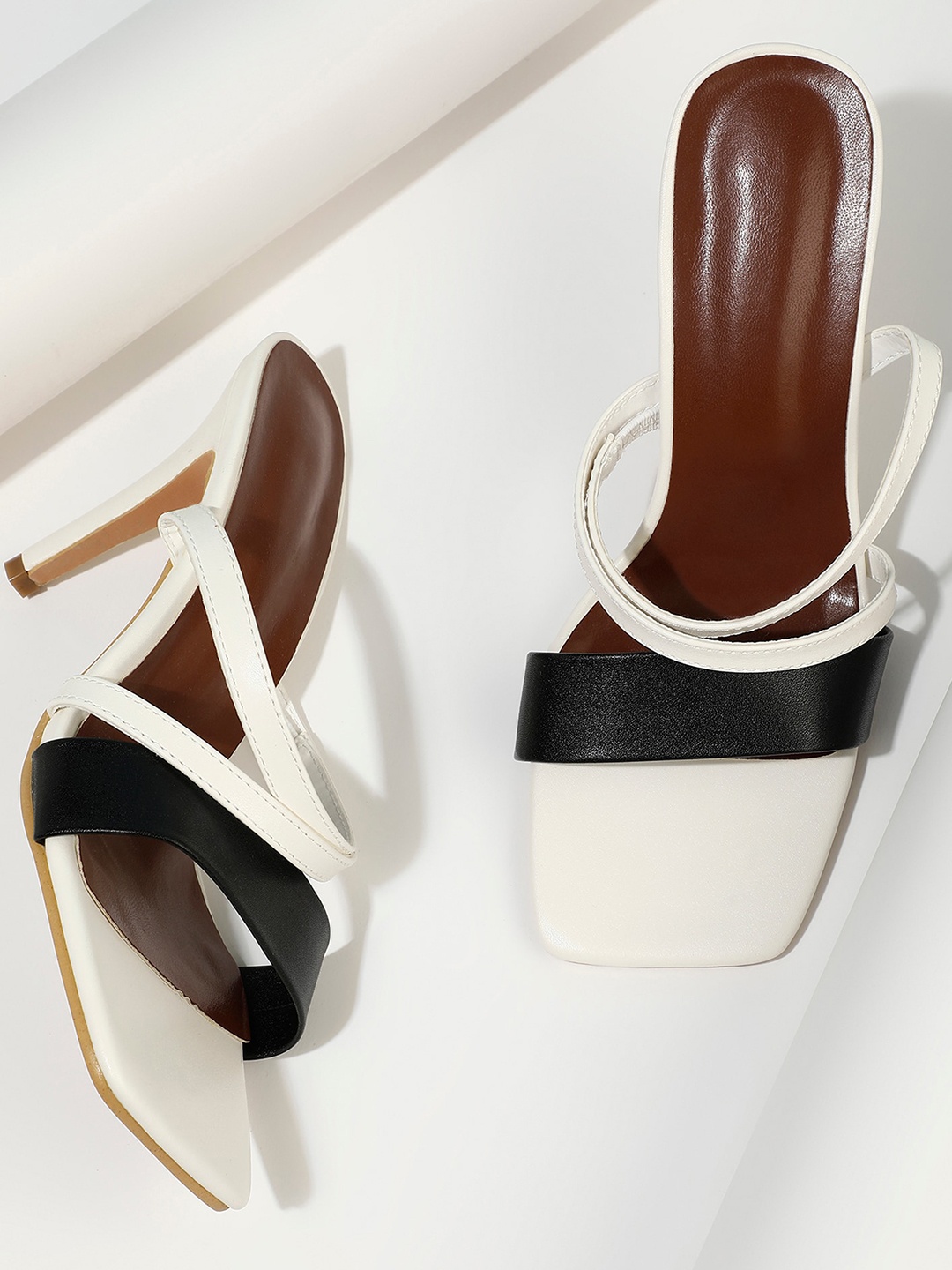 

LULU & SKY Colourblocked Open Toe Stiletto Heels, White