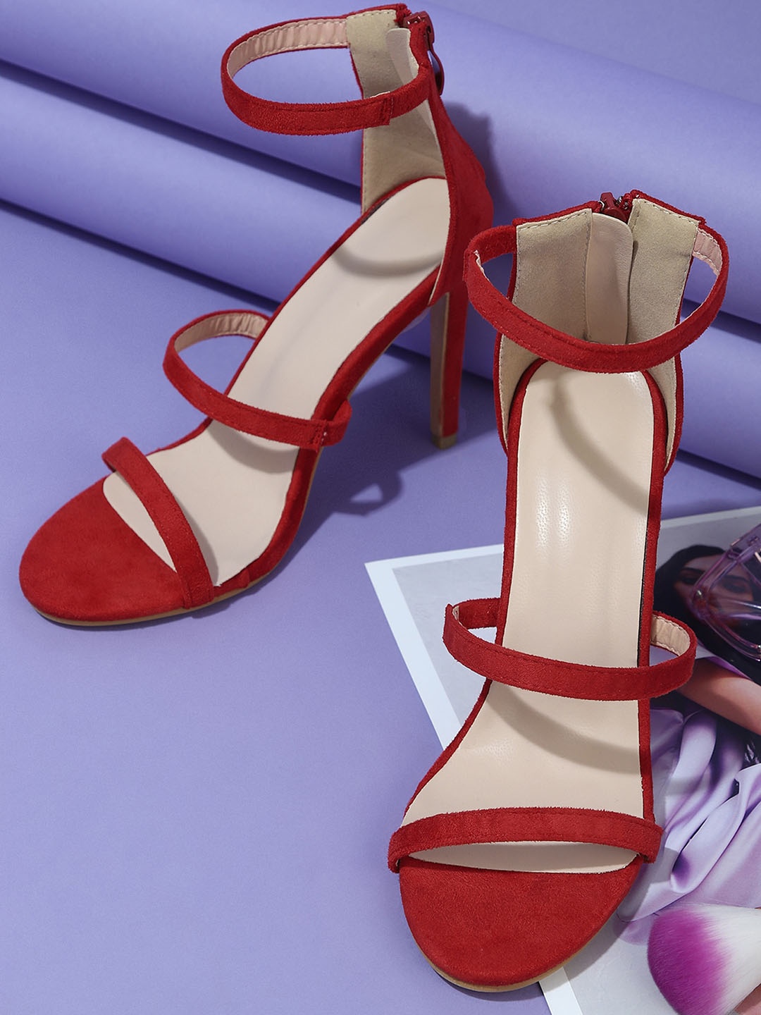

LULU & SKY Open Toe Stiletto Heels, Red