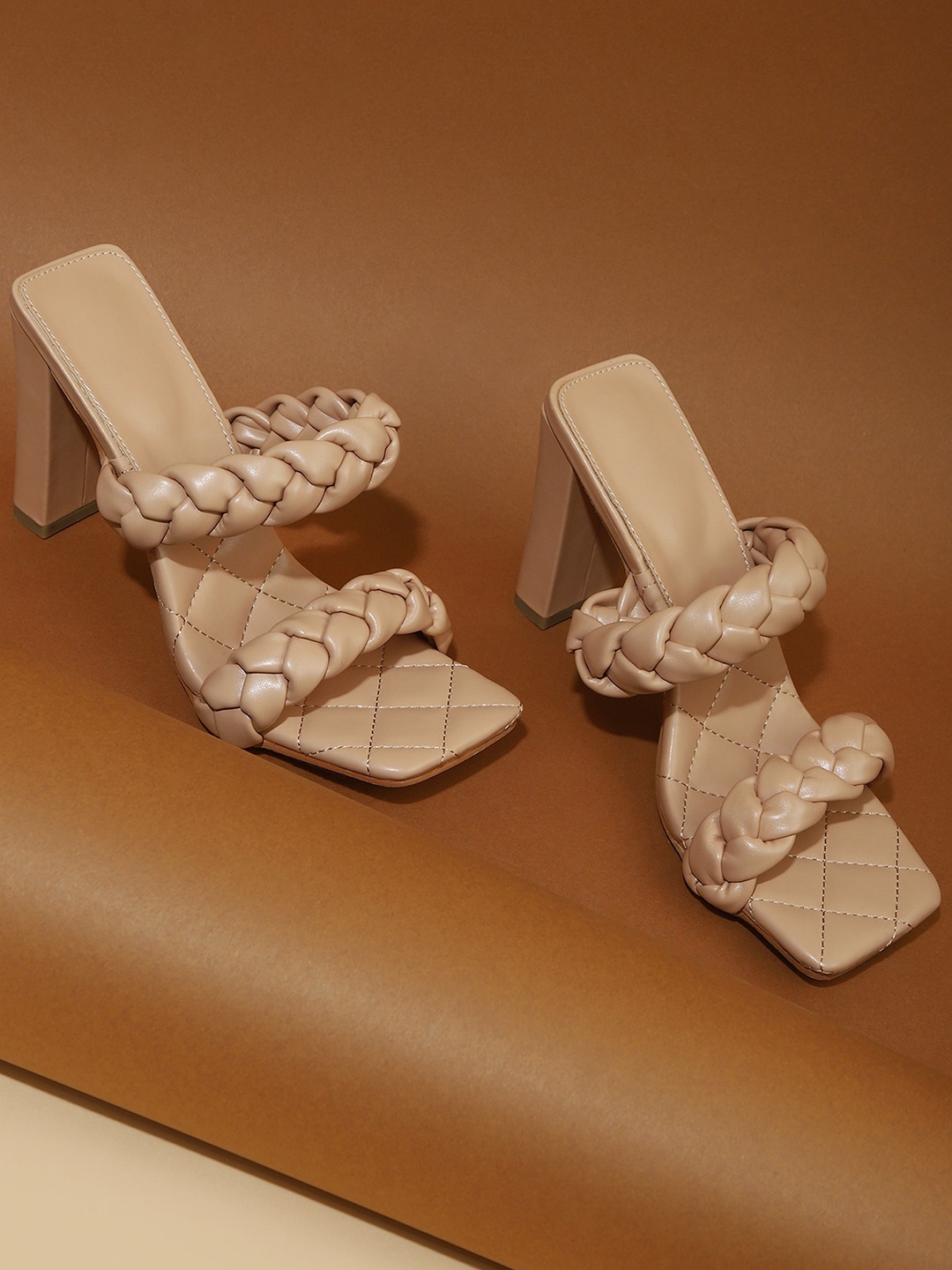 

LULU & SKY SMARTLY READY WITH BRAIDED Textured Block Heels, Beige
