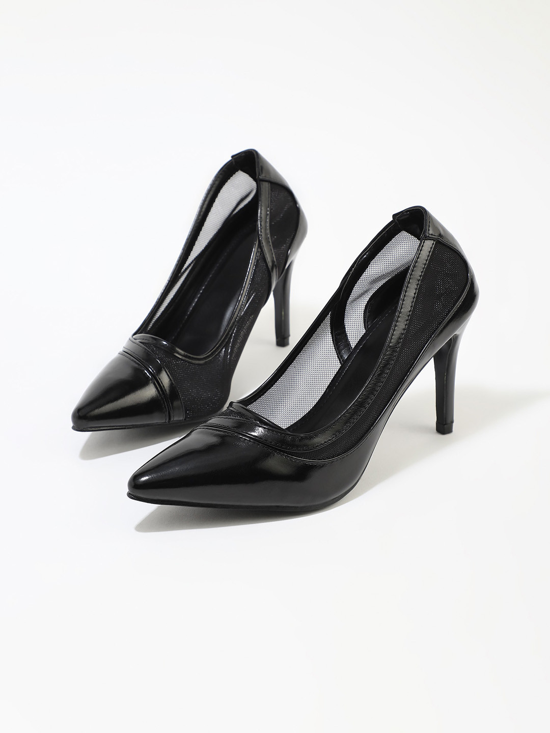 

LULU & SKY Pointed Toe Slim Heeled Pumps, Black