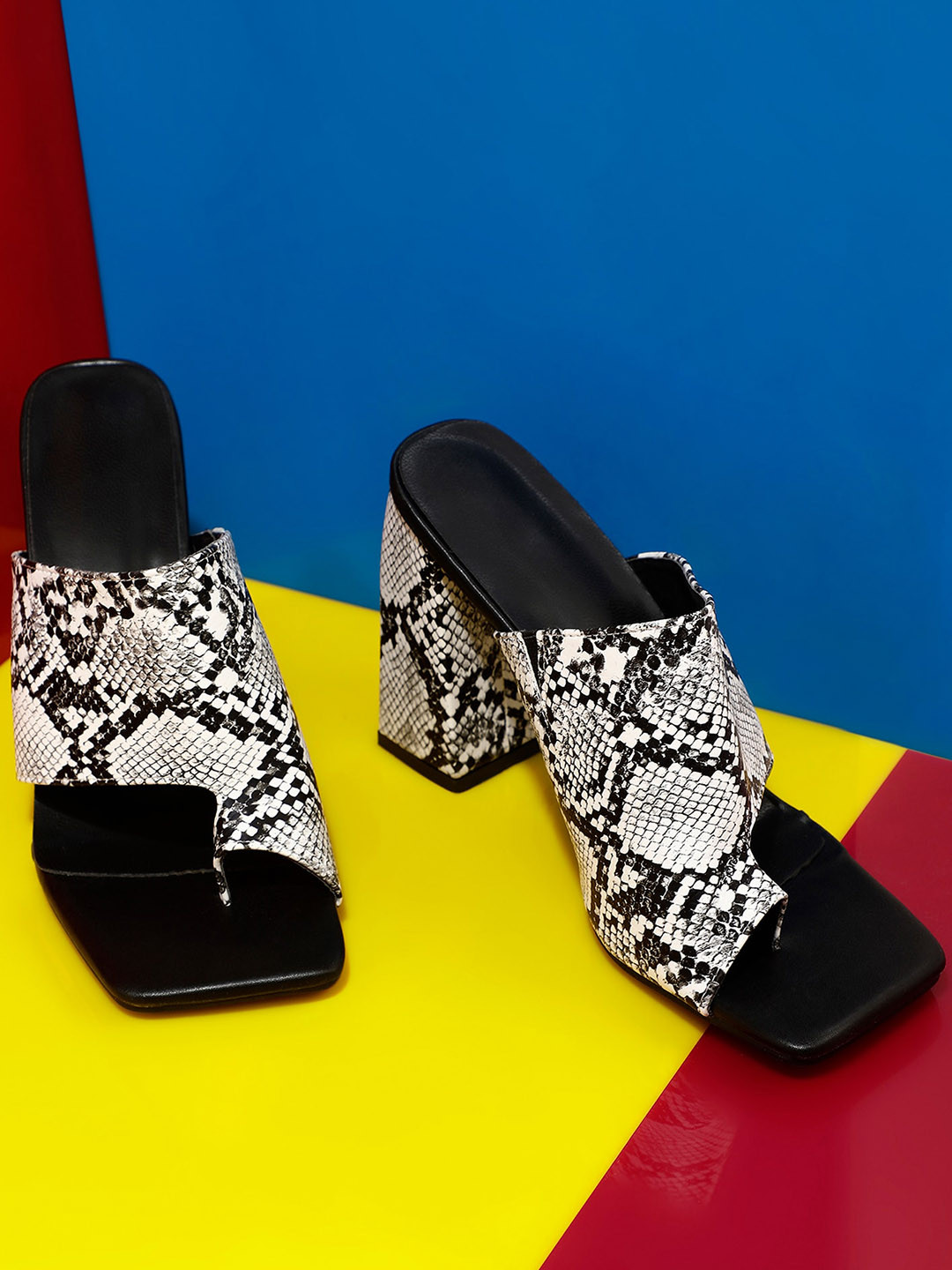 

LULU & SKY Printed Open Toe Block Heels, Brown