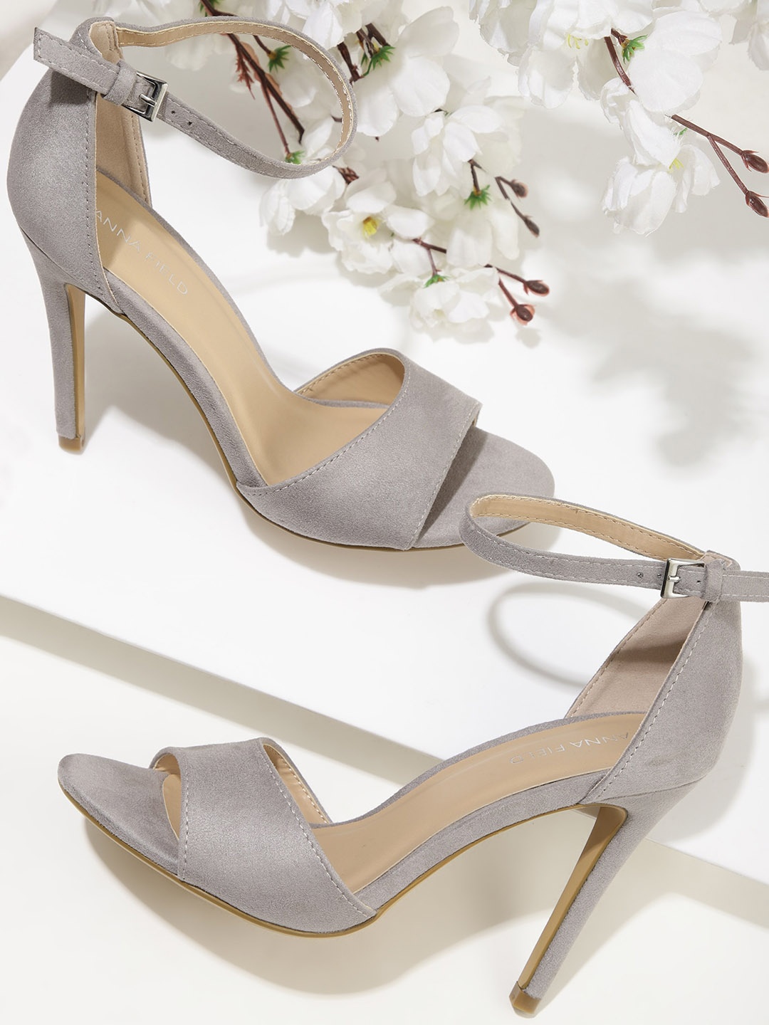 

LULU & SKY Open Toe Stiletto Heels, Grey
