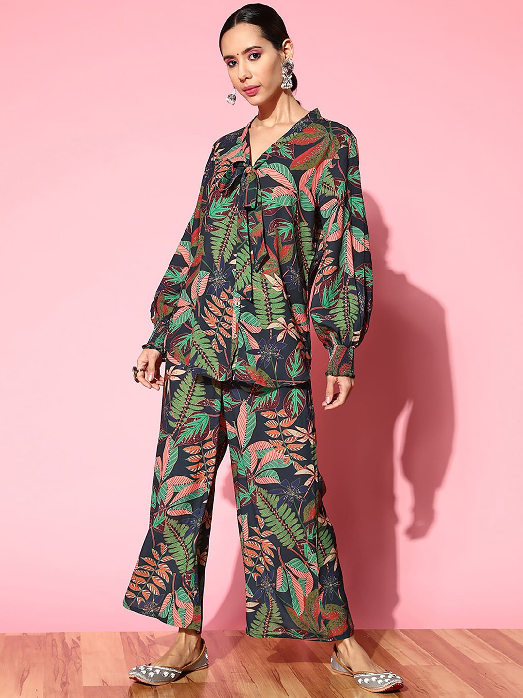 

Anouk Navy Blue Printed Tunic & PalazzoCo-Ords
