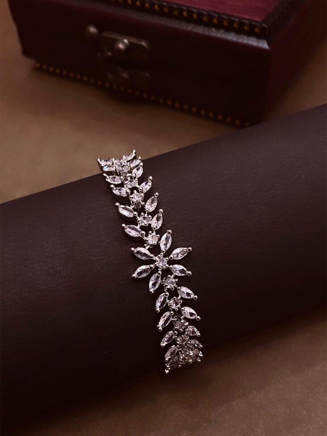 

ATIBELLE Silver-Plated Cubic Zirconia Wraparound Bracelet