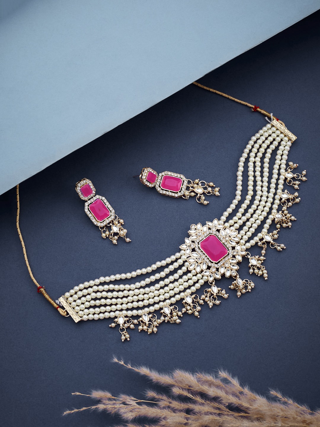 

ATIBELLE Gold-Plated Kundan Studded Jewellery Set