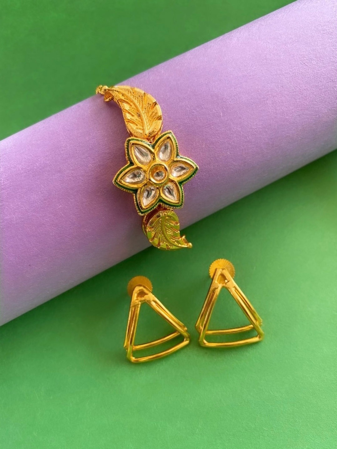 

ATIBELLE Gold-Plated Kundan-Studded Jewellery Set