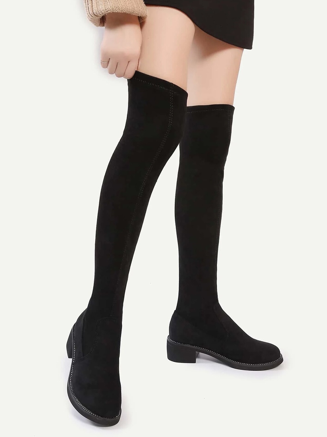 

LULU & SKY Women High Top Block Heeled Boots, Black