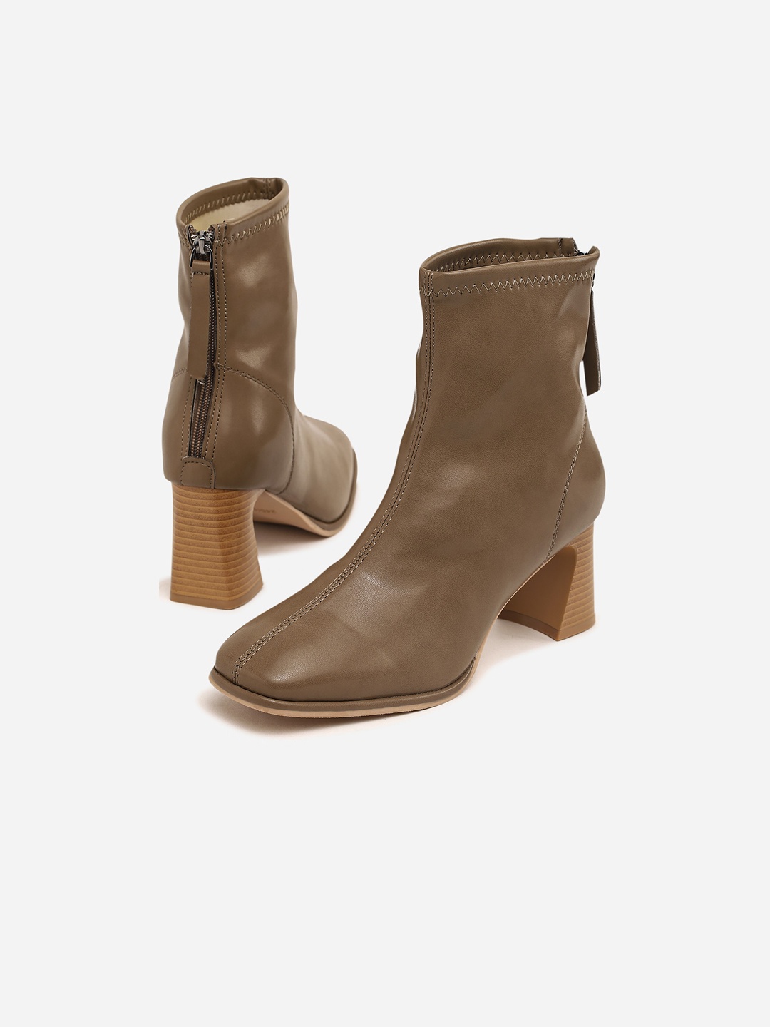 

LULU & SKY Women Block Heeled Boots, Khaki