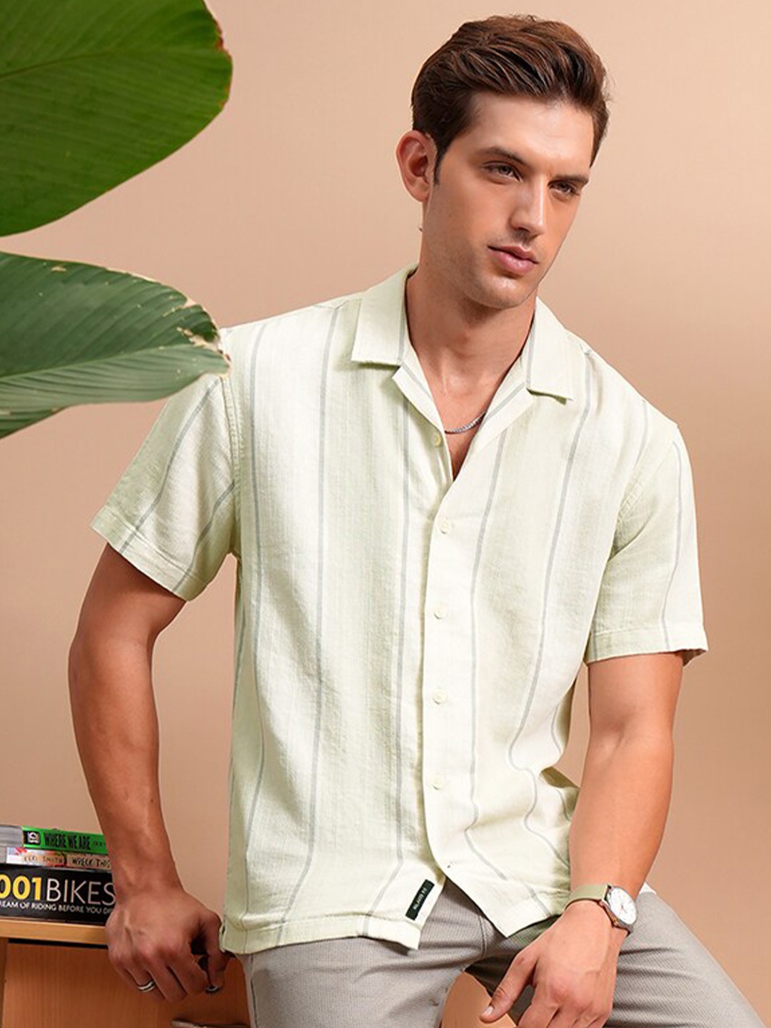 

LOCOMOTIVE Checked Cotton Relaxed Shirt, Green