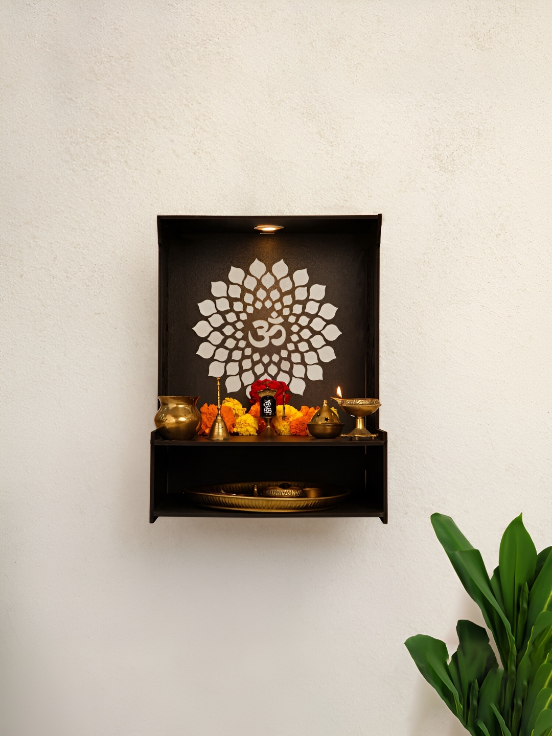 

Ekhasa Brown Wall Mounted Home Pooja Temple